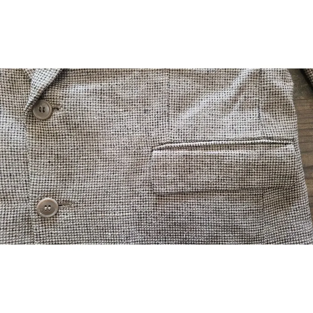 Neutral Silk Woven Tweed  2 Button Sport Jacket Coat Mens 40R Old Money Timeless